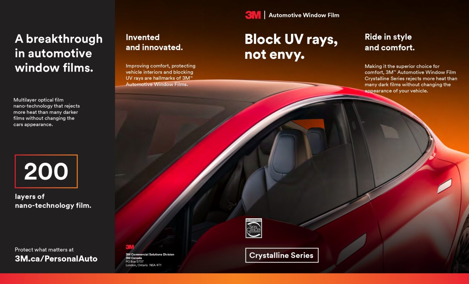 3M™ Automotive Window Film Crystalline Series UV Protection & Heat